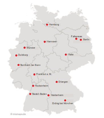 Deutschlandkarte mit Lage der Testorte. Copyright: mixmaps.de