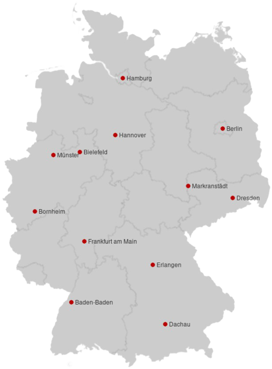 Deutschlandkarte mit Lage der Testorte. Copyright: mixmaps.de