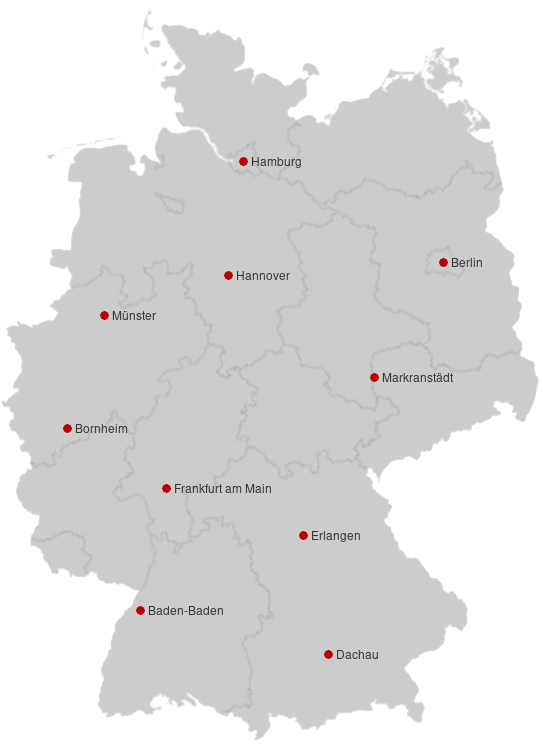 Deutschlandkarte mit Lage der Testorte. Copyright: mixmaps.de